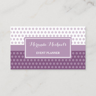 Tarjeta De Visita Planificador de eventos Mod Purple and White Polka