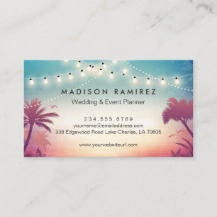 Tarjeta De Visita Planificador de eventos Palm Outdoor String Lights