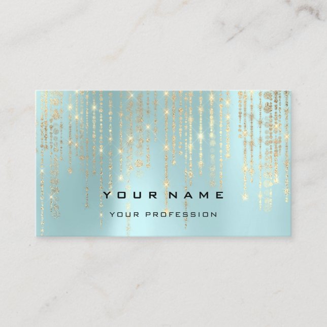 Tarjeta De Visita Planificador de eventos Pearly Diamond Water Aqua (Anverso)