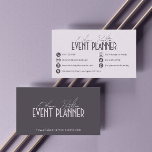 Tarjeta De Visita Planificador de Eventos Profesional Moderno Chic