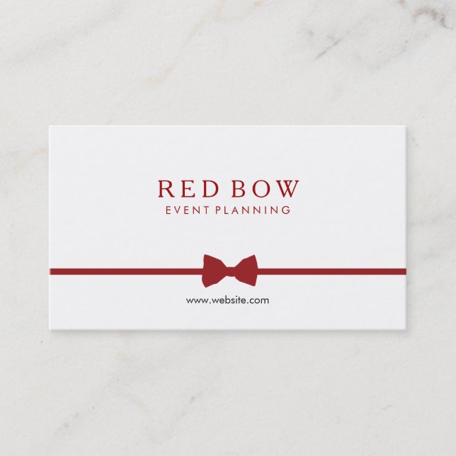 Tarjeta De Visita Planificador de eventos Red Bow Tie (Anverso)