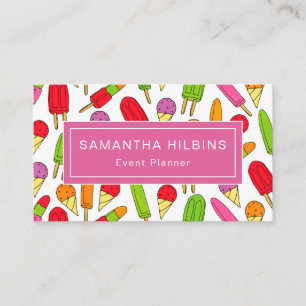 Tarjeta De Visita Planificador de eventos rosado con patrón de pápsu