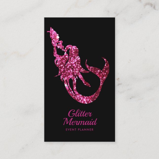 Tarjeta De Visita Planificador de eventos rosado de Purpurina de Sir (Anverso)