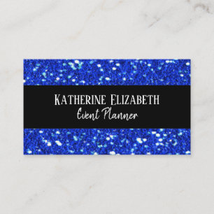 Tarjeta De Visita Planificador de eventos Royal Blue Sparkly FAUX Pu