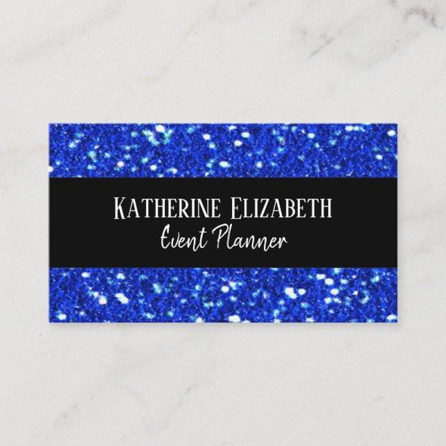 Tarjeta De Visita Planificador de eventos Royal Blue Sparkly FAUX Pu (Anverso)