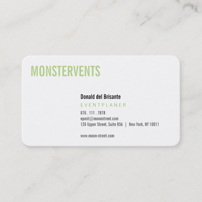 Tarjeta De Visita Planificador de Eventos Simple (Anverso)
