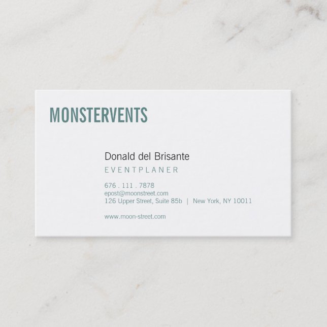 Tarjeta De Visita Planificador de Eventos Simple (Anverso)
