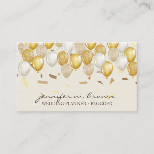 Tarjeta De Visita Planificador de fiesta con globos Confeti amarillo