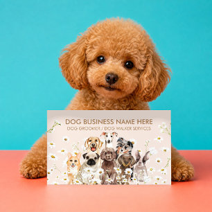Tarjeta De Visita Planificador de fiesta de cumpleaños de perro beig