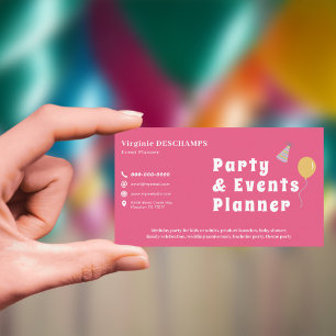 Tarjeta De Visita Planificador de fiestas y eventos rosa