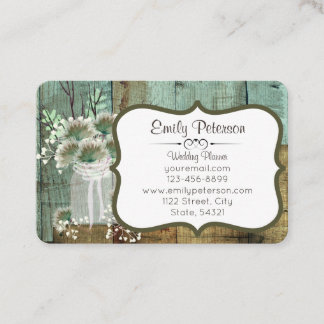Tarjeta De Visita Planificador de matrimonio rústico y floral