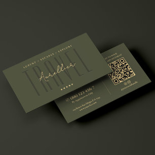 Tarjeta De Visita Planificador de Viajes Elegante Tour Aventura Verd