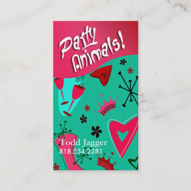 Tarjeta De Visita Planificador del fiesta de los "juerguistas" -, (Anverso)