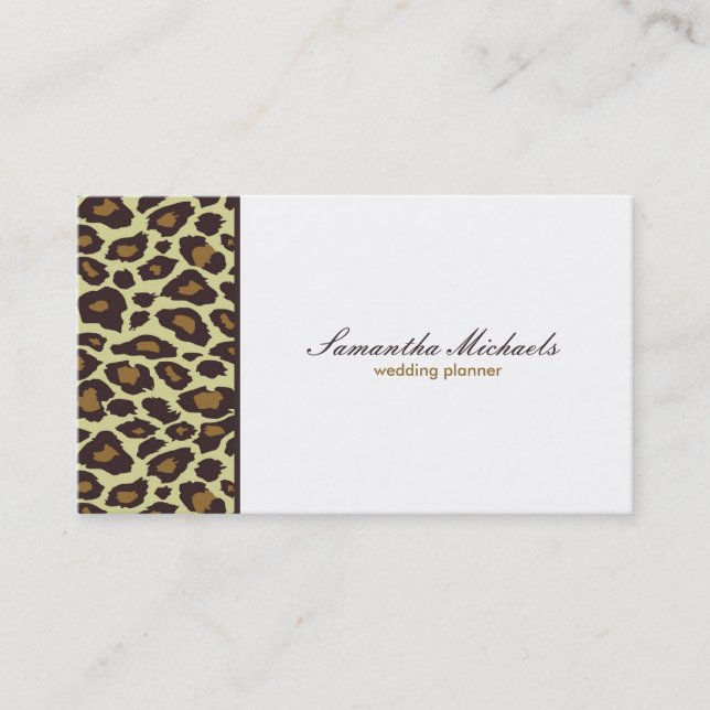 Tarjeta De Visita Planificador elegante de la boda del leopardo (Anverso)