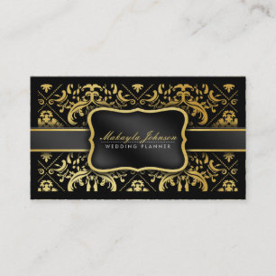 Tarjeta De Visita Planificador elegante del boda del damasco del