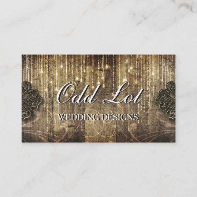 Tarjeta De Visita Planificador rústico BusinessCard de la boda del (Anverso)