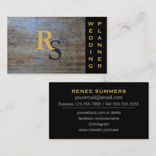 Tarjeta De Visita Planificador rústico social con monograma de la