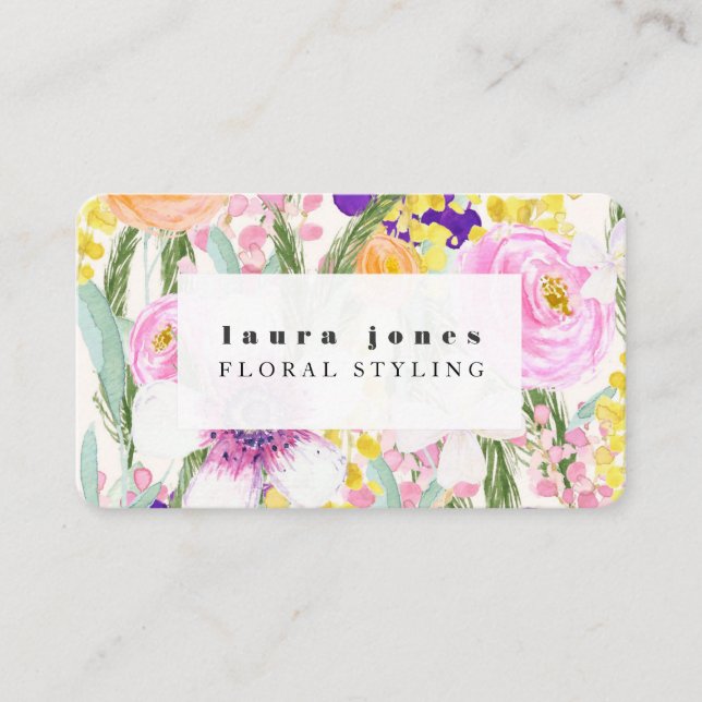 Tarjeta De Visita Planilla de estilo de la capa de pintura floral de (Anverso)