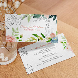 Tarjeta De Visita Planner botánico floral acuático moderno de boda