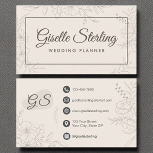 Tarjeta De Visita Planner de boda Neutral Floral de marfil elegante