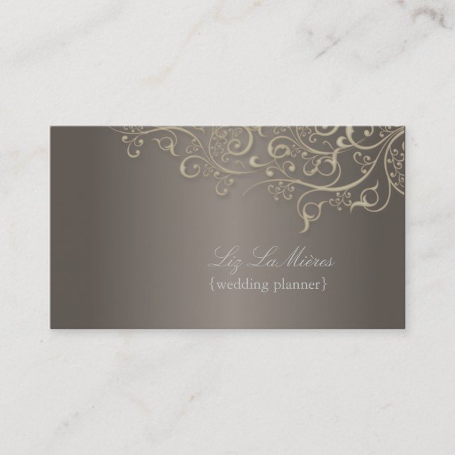 Tarjeta De Visita Planner de casamiento de pixDezines, giros de tita (Anverso)