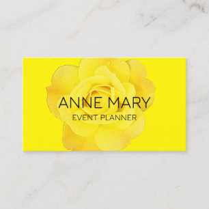 Tarjeta De Visita Planner de eventos amarillo floral moderno y color