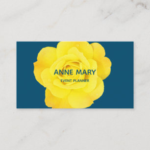 Tarjeta De Visita Planner de eventos floral amarillo azul moderno y 