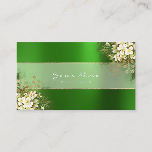 Tarjeta De Visita Planner de eventos White Emerald Green Greenerener (Anverso)