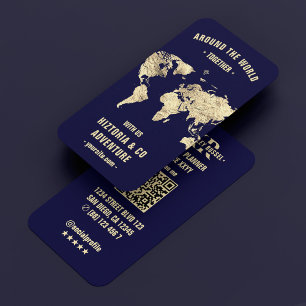 Tarjeta De Visita Planner de viajes Mapa Mundial Moderno de Medianoc