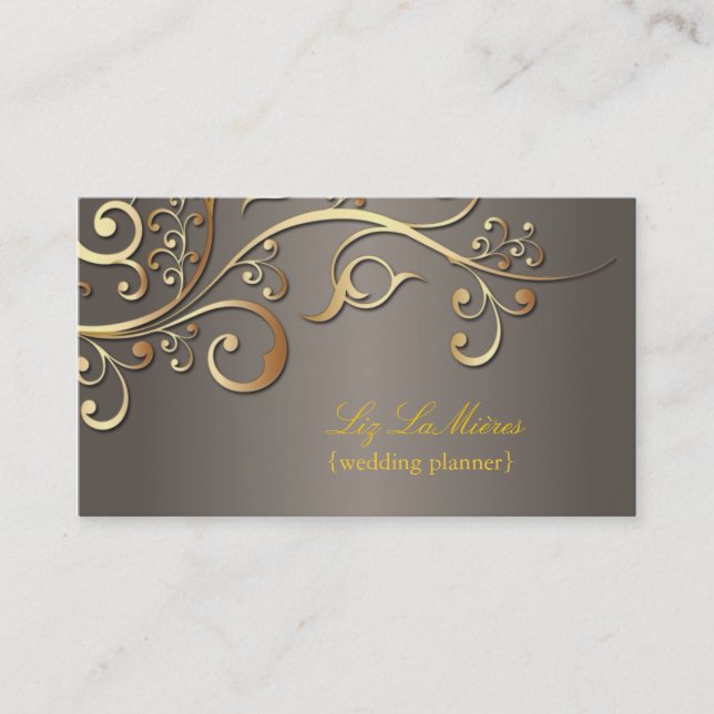 Tarjeta De Visita Plano de Bodas PixDezines, giradillas ornamentales (Anverso)