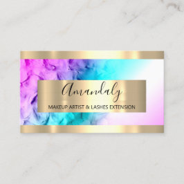 Tarjeta De Visita Plano de eventos de marco dorado Ombre rosa azul