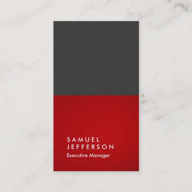 Tarjeta De Visita Plano profesional rojo gris vertical (Anverso)