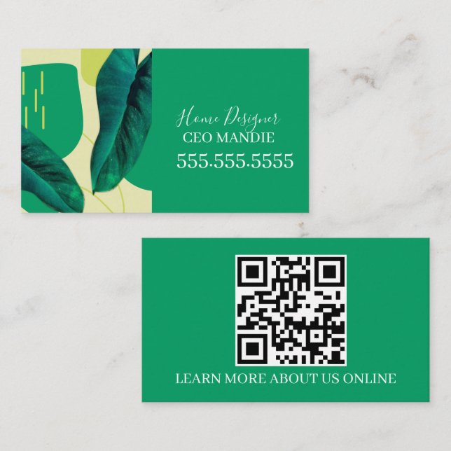 Tarjeta De Visita Plant Abstract Home Design  (Anverso / Reverso)