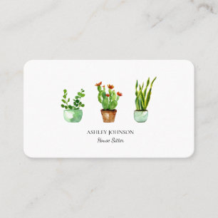 Tarjeta De Visita Planta de acuarela Casa   Negocio de asiento de co