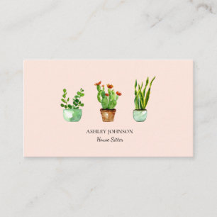 Tarjeta De Visita Planta de casa acuarela   Hogar sentado