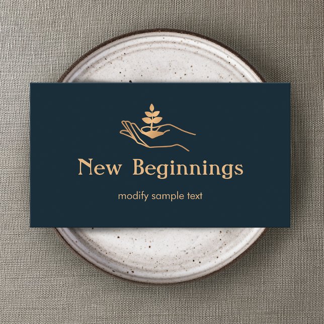 Tarjeta De Visita Planta de hojas de mano del consejero de bienestar (Subido por el creador)