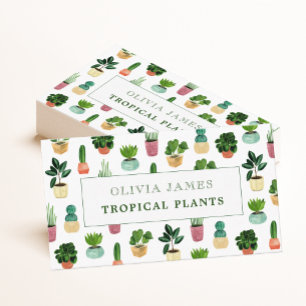 Tarjeta De Visita Planta de macetas de color verde acuático