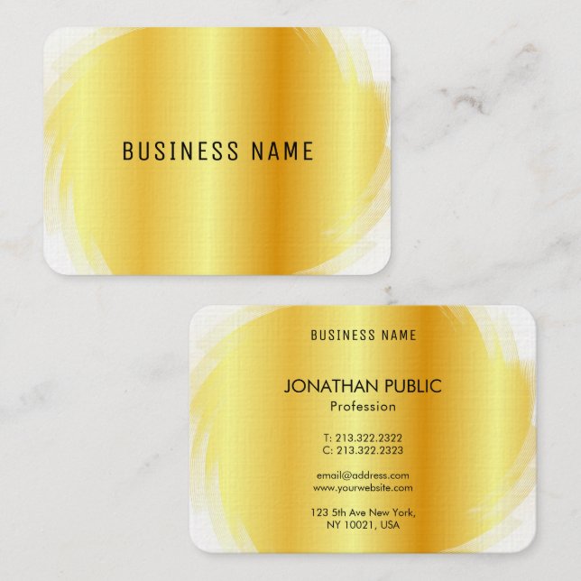 Tarjeta De Visita Planta elegante y profesional de aspecto dorado (Anverso / Reverso)