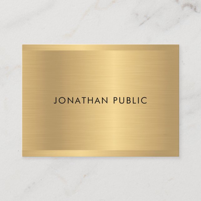 Tarjeta De Visita Planta moderna de glamour dorada (Anverso)