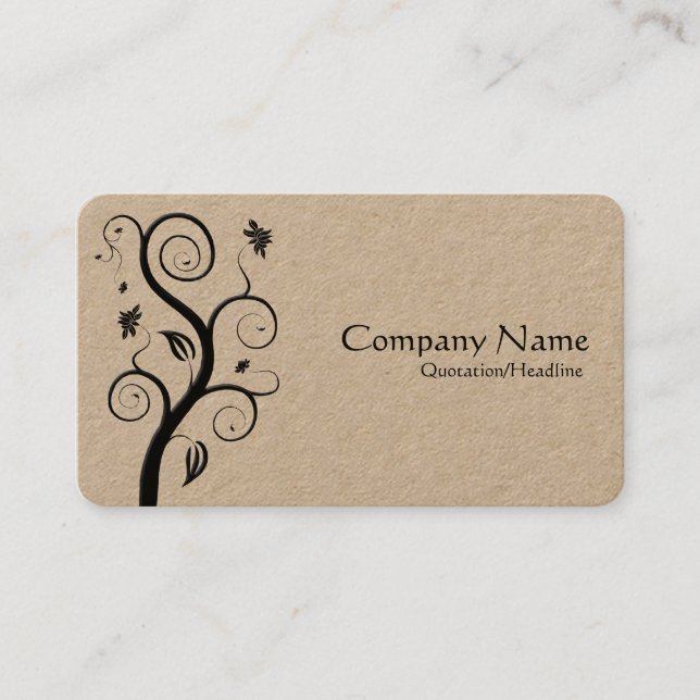 Tarjeta De Visita Planta Posh - Negro sobre Kraft blanco) (Anverso)