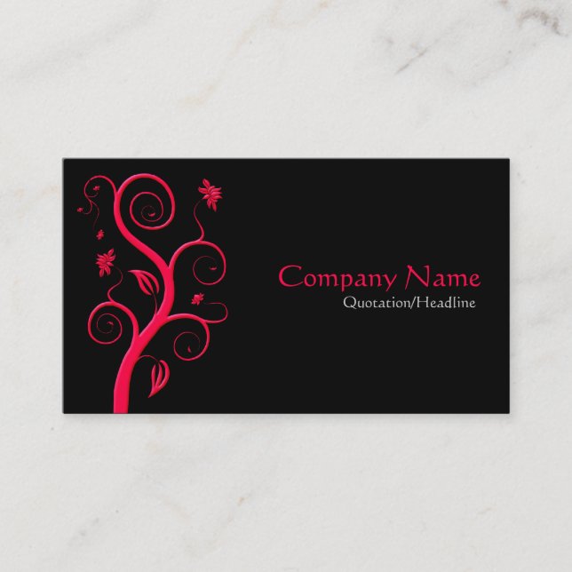 Tarjeta De Visita Planta Posh - Rojo sobre negro (Anverso)