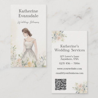 Tarjeta De Visita Plantador de Bodas Elegante Floral de color de agu