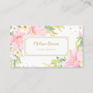 Tarjeta De Visita Plantador de eventos color de agua bucal rosa