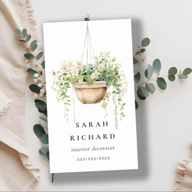 Tarjeta De Visita Plantas colgantes de la casa floral acuarela Botán (Subido por el creador)