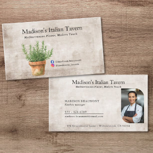 Tarjeta De Visita Plantas de macetas rústicas para chefs o administr