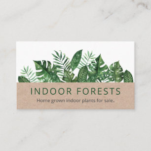 Tarjeta De Visita Plantas interiores de hojas tropicales modernas