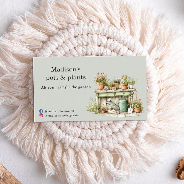 Tarjeta De Visita Plantas potentes centro jardín acuarela (Subido por el creador)