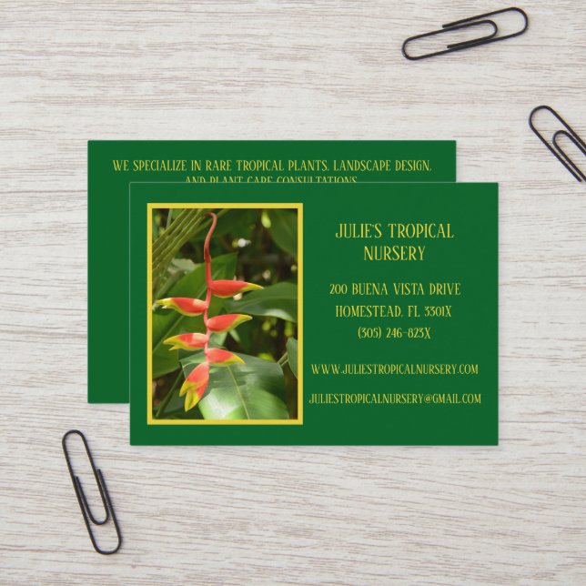 Tarjeta De Visita Plantas tropicales de la planta verde botánica (Anverso/Reverso In Situ)