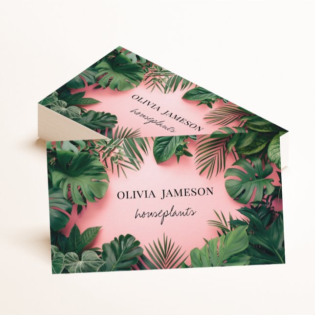 Tarjeta De Visita Plantas tropicales planta botánica vivero rosa (Subido por el creador)