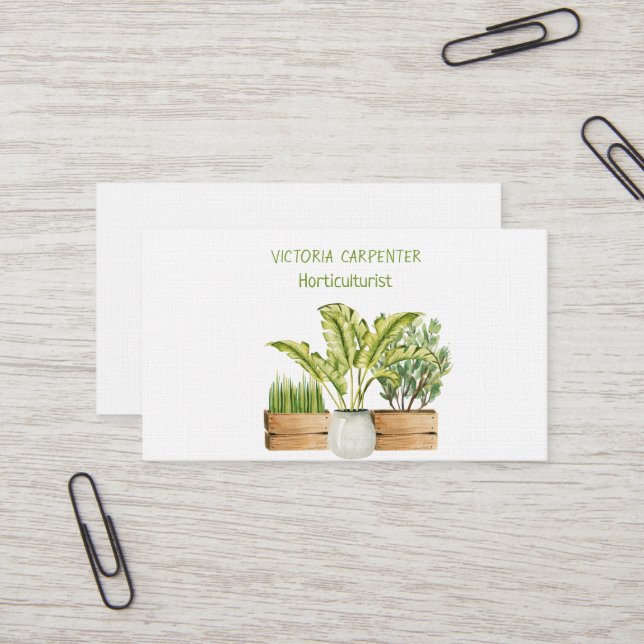 Tarjeta De Visita Plantas Verdes Horticulturistas (Anverso/Reverso In Situ)